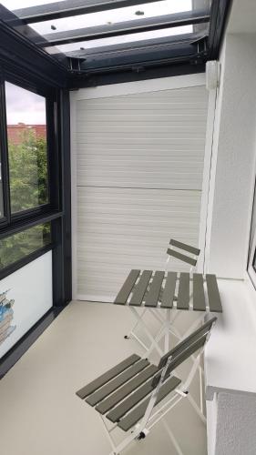 陽台/露台, Wohnung Meeresbrise 48 qm mit Balkon in 羅斯托克市中心
