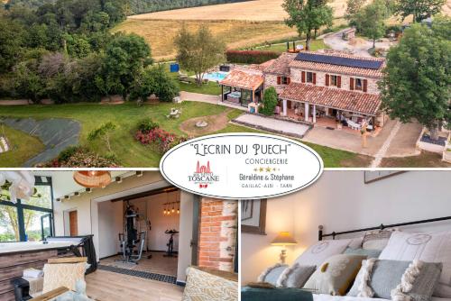 L'Écrin du Puech - Piscine chauffée, spa, salle de sport, vue panoramique - Teillet