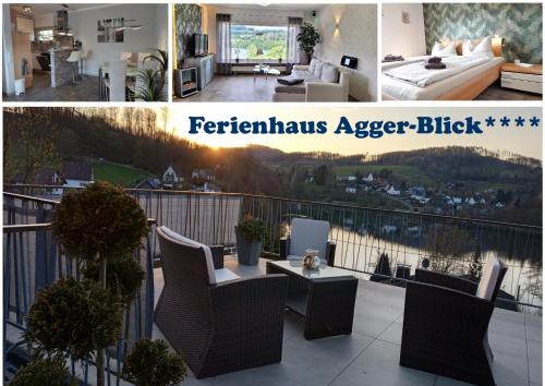 . Seeblick-Ferienwohnung im "Ferienhaus Agger-Blick" mit traumhafter Sonnen-Terrasse, Sauna, E-Kamin & Kajak