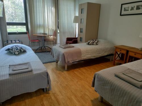 3 twin beds