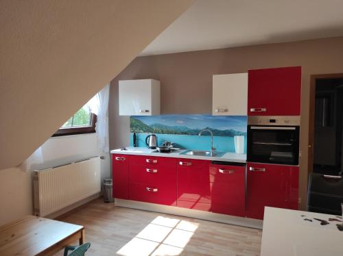 廚房, Ferienwohnung am Zweitälerweg (Ferienwohnung am Zweitalerweg) in 威斯克辛