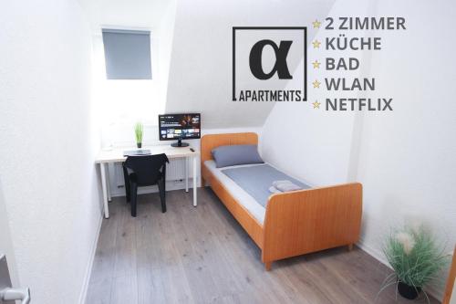 ALFA 2 Zimmer Apartment Mitarbeiter Monteure nahe Daimler Küche Netflix INET WM