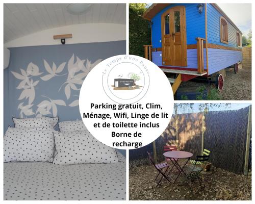 Roulotte Authentique 'Le Temps d une Pause" en face du Beaujolais - Climatisation et Borne recharge véhicule électrique chambre d'hôte Amareins Francheleins Ces
