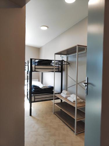 1 queen bed, 1 bunk bed, 1 sofa bed