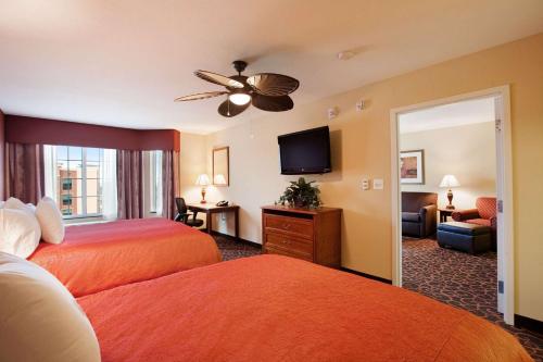 2 queen beds, 1 sofa bed