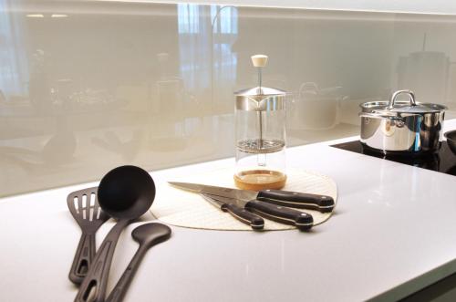 廚房, VB Boutique Apartment - Studio in belebtem Viertel nah zur Messe in 古特魯維爾特