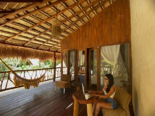 ระเบียง/ชานเรือน, Lodge Tzunum Jade in มาการิโอโกเมซ