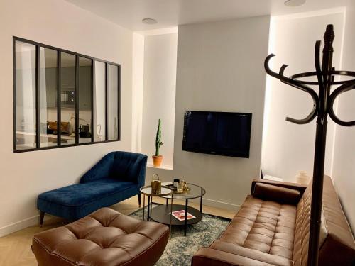 Общ салон/телевизионна зона, Charming loft style appartment in center of marais in 3rd - Temple - Republique