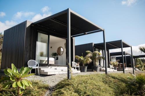 Exterior view of Aotearoa Surf Eco Pods