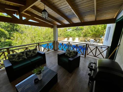 شرفة/ تراس, Villa unter Palmen in Jarabacoa