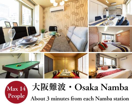 Recommend Premier Stay NAMBA 7 rooms Billiards table 2 baths 4 toilets