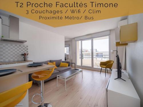 Appartement tout équipé climatisé Terrasse Hôpital de la Timone - Location saisonnière - Marseille