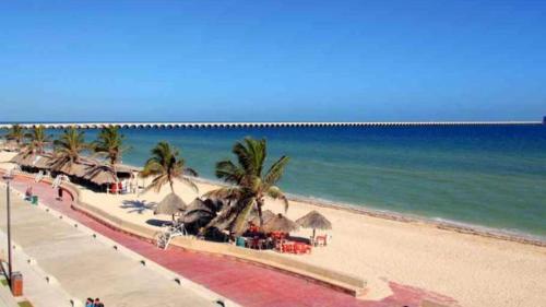Beach Apartment Amazing Location Rooftop Terrace-downstairs in Progreso, Mexico