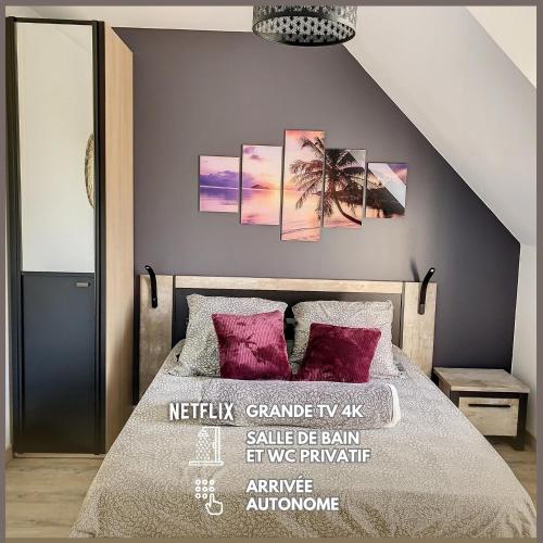 Chambre Rêve - SDB WC Privatif - Entrée autonome - Grande TV NETFLIX chambre d'hôte Lacroix-Saint-Ouen