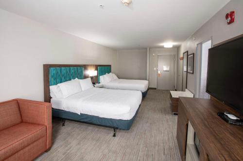 2 queen beds, 1 sofa bed