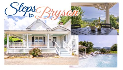 STEPS TO BRYSON - MTN VIEWS, HOT TUB, FIREPIT, WALK TO TOWN!