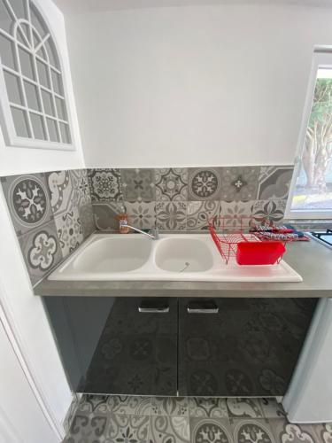 廚房, Les Papillons Studio La Foulnerie avec cour autonome 61270 Rai proche 61300 l'Aigle -Sanateflo- in 萊格勒