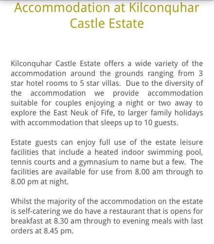 Kilconquhar castle estate villa 7, 4 bed sleeps 10