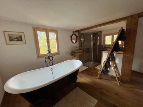 Romantic private superior Swiss Chalet with Hottub in لونجيرن