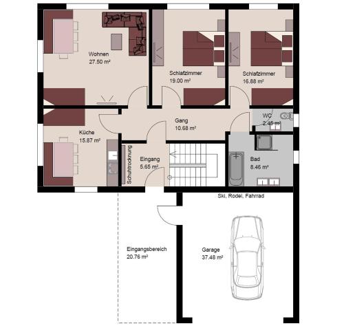 แผนผังชั้น, Ferienhaus Alpenflora in พลัทซ์
