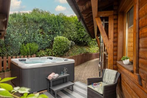 Hot tub, Panoramic Chalet Hot Tub, BBQ, view, terrace in Gonnersdorf (Rhineland-Palatinate)