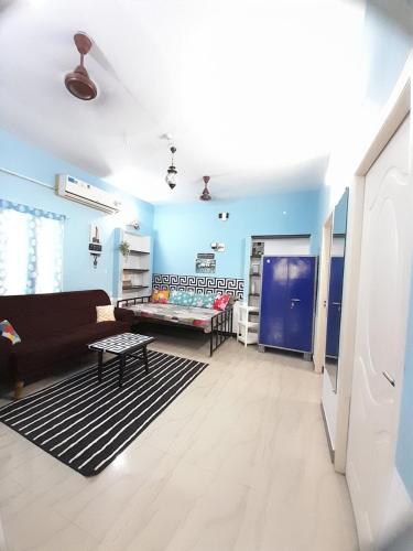 Sky blue fully furnished 1bhk at 1st floor
