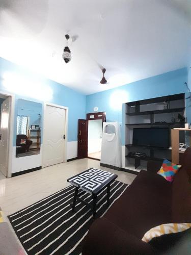 Sky blue fully furnished 1bhk at 1st floor