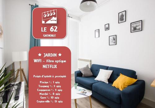 Le 62 - Spacieux T2 - Garage gratuit, Jardin, Tram, Grenoble