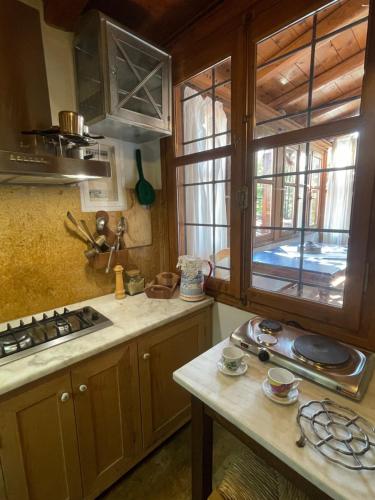 Kitchen, Accetto, Stone House With Pool in Gorgolaini