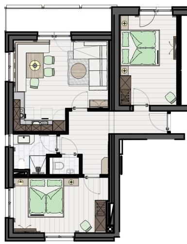 Two-Bedroom Apartment with Shower 