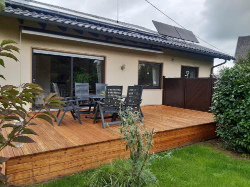 ระเบียง/ชานเรือน, 10-Bett Ferienwohnung Sonnenblume in เวสเทอร์บูร์ก