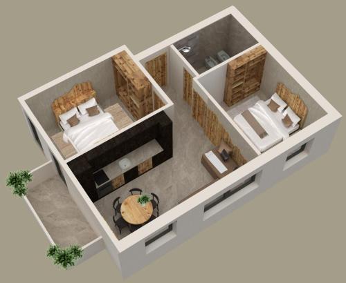 2 bedrooms, 3 beds