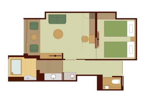 Deluxe Twin Room with Hot Spring Bath(Dinner 19:45Start)