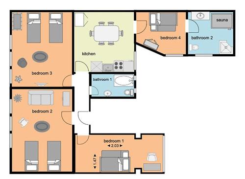 Huge apartment with Sauna and free parking