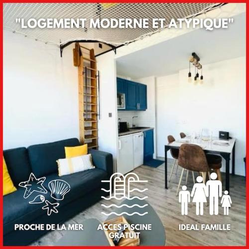 "LE FILET DU LAC" Appartement atypique, 5 personnes, duplex, vue lac, accès parc aquatique gratuit - Location saisonnière - Talmont-Saint-Hilaire