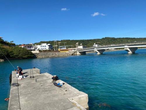 Blue sea and house