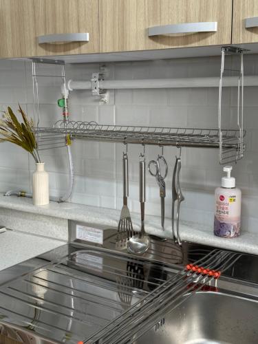 Kitchen, M Stay Near Mokdong Station in Yangcheon-gu