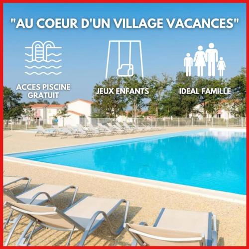 "LA BLEUE DES SABLES" Maison 8 personnes, dans village vacances, avec piscine accès gratuit - Location saisonnière - Talmont-Saint-Hilaire