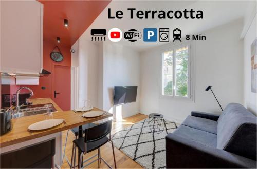 Terracotta-T2-Clim-Parking gratuit privé - Location saisonnière - Pierre-Bénite
