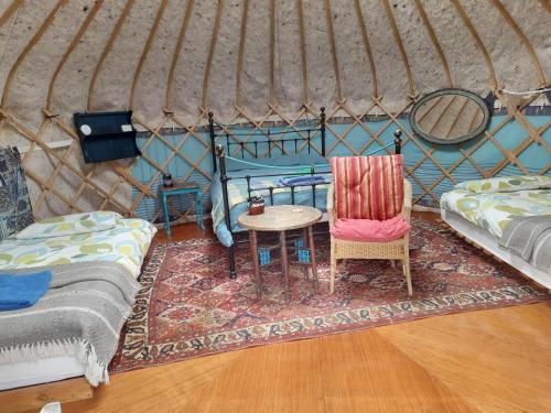 Ceridwen Glamping, double decker bus and Yurts