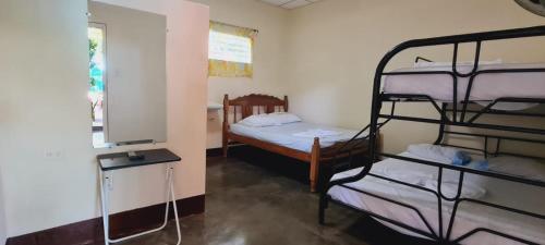 2 queen beds, 1 bunk bed