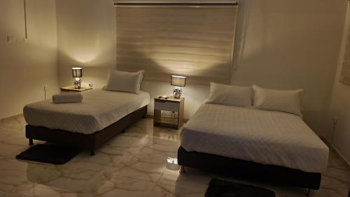 1 queen bed, 1 twin bed
