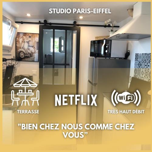 Paris-Eiffel, bienvenue -terrasse -Netflix - Location saisonnière - Pantin