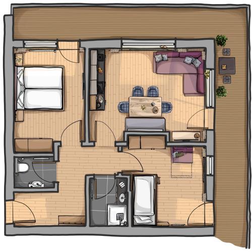 Appartements SonnAlm Room Type - Two-Bedroom Apartment Appartements SonnAlm Room Type - Two-Bedroom Apartment