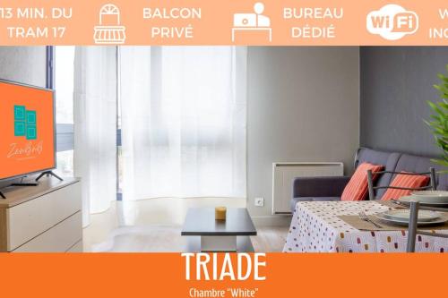 ZenBNB - Triade - Colocation - Chambre White - Wifi - Centre-ville - Location saisonnière - Annemasse