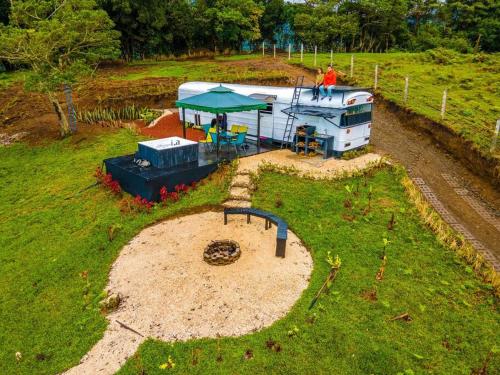 . Bus Hotel with HotTube in the middle of mountain