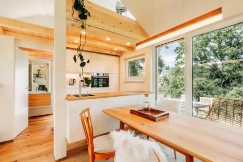 Kitchen, Tinyhouse Minimalus Panorama Schlafloft im Grunen in Berg