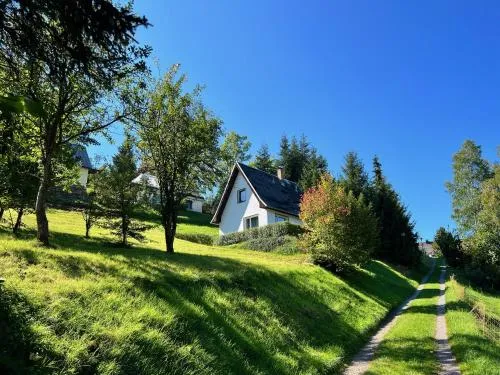 Urige Berghütte mit Kamin und Sauna im Erzgebirge nahe Schwarzwassertal in Pobershau, Deutschland