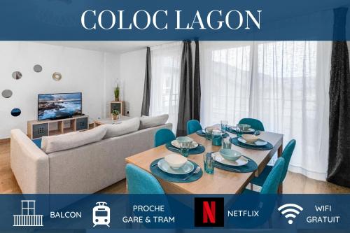 COLOC LAGON - Belle Colocation haut de gamme de 3 chambres / Proche Gare / Parking gratuit / Balcon / Wifi & Netflix - Apartment - Ville-la-Grand