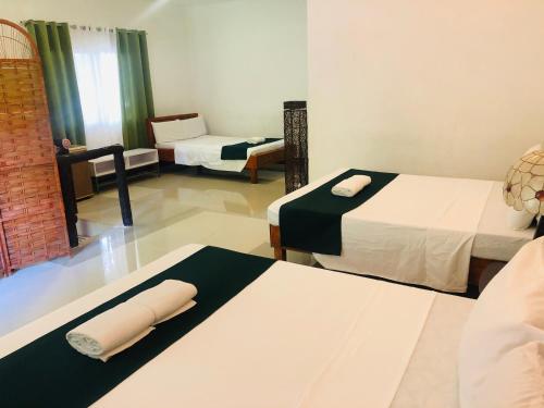 2 double beds, 1 twin bed